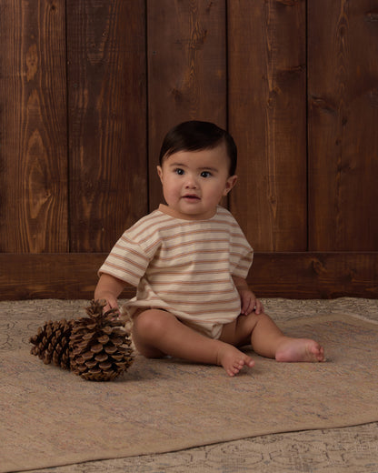 Relaxed Bubble Romper Fawn Stripe