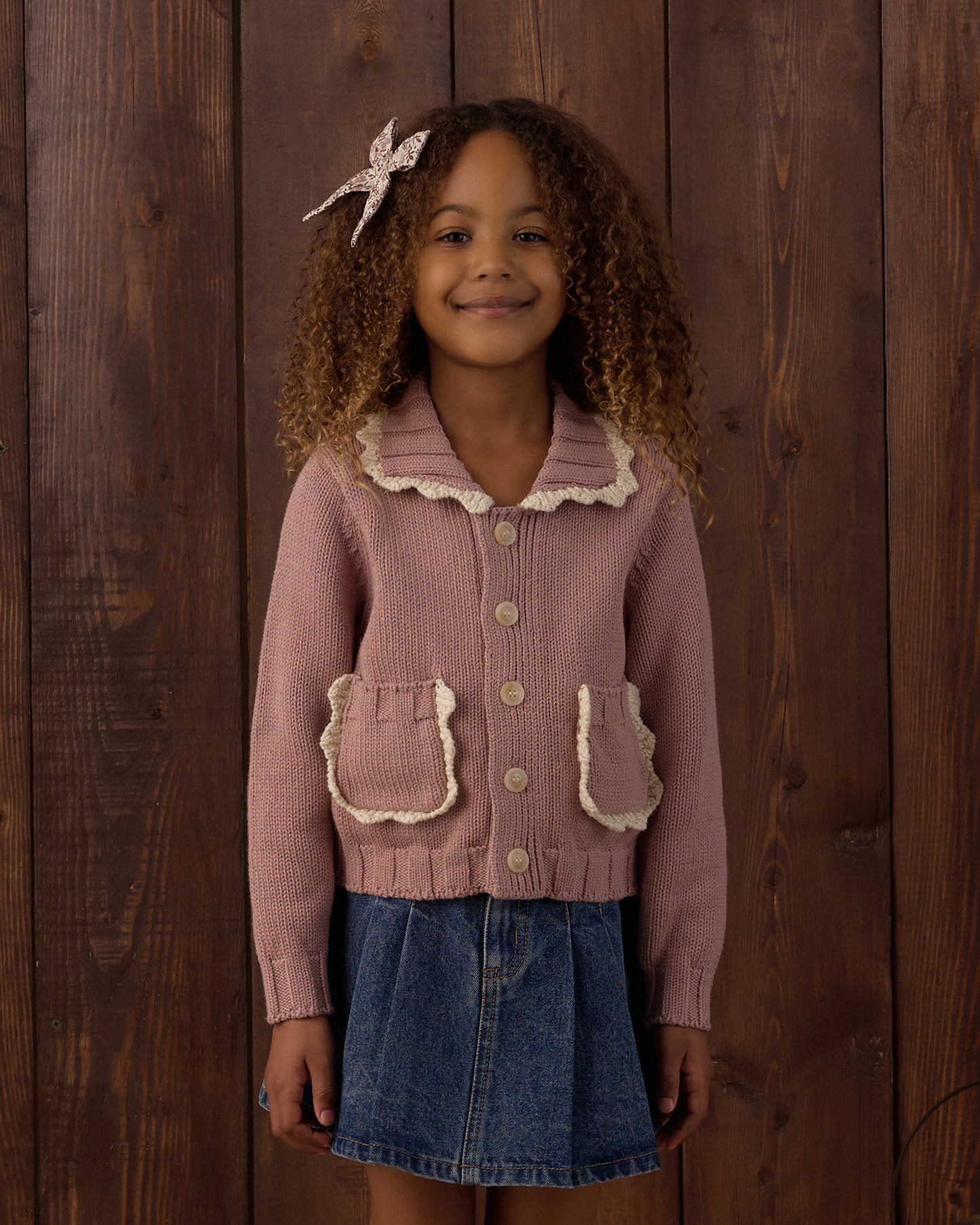 Collared Cardigan Rosewood