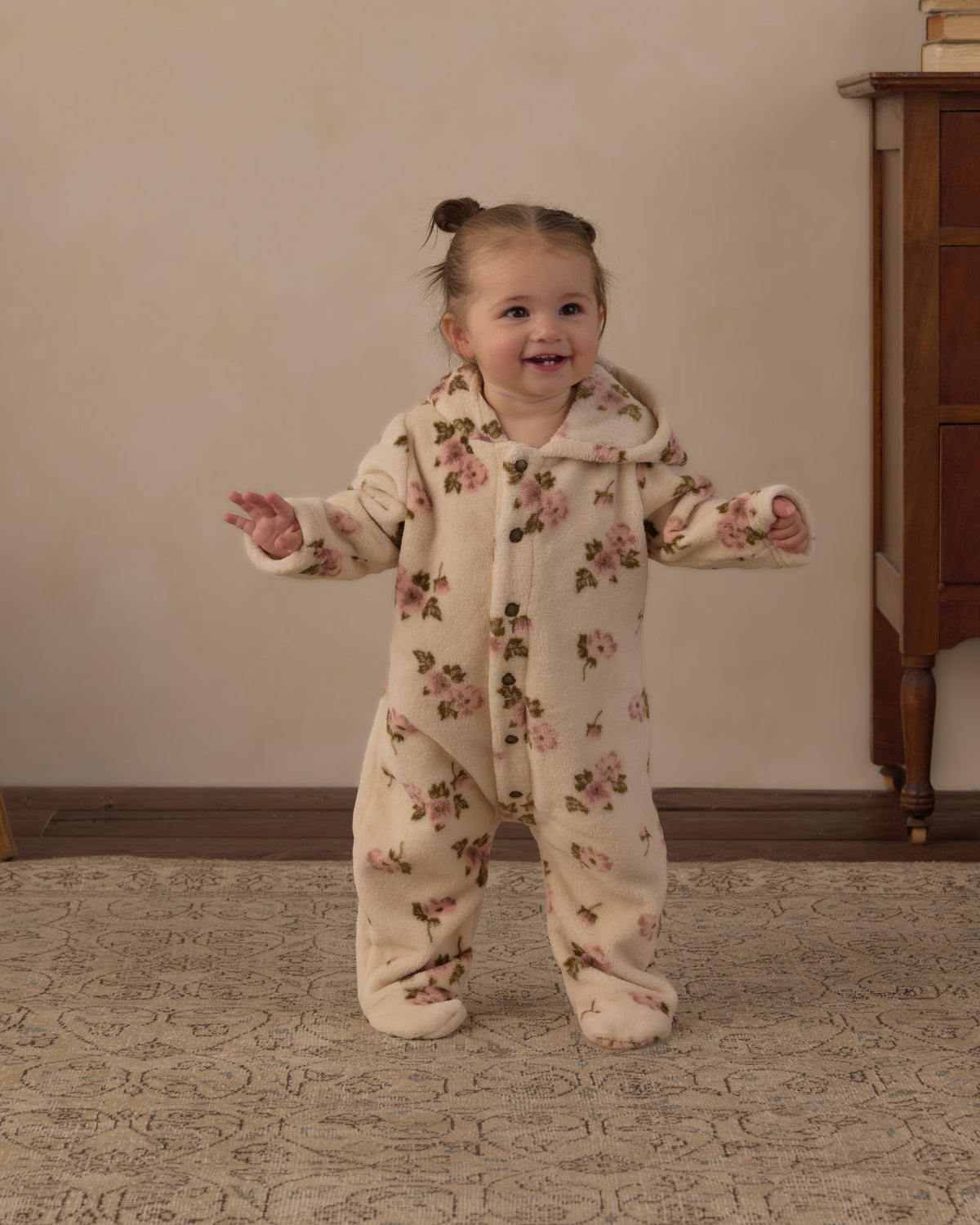 Rylee + Cru Fleece Jumpsuit in the Rose Garden print