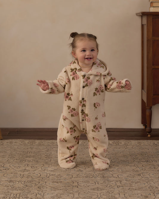 Rylee + Cru Fleece Jumpsuit in the Rose Garden print
