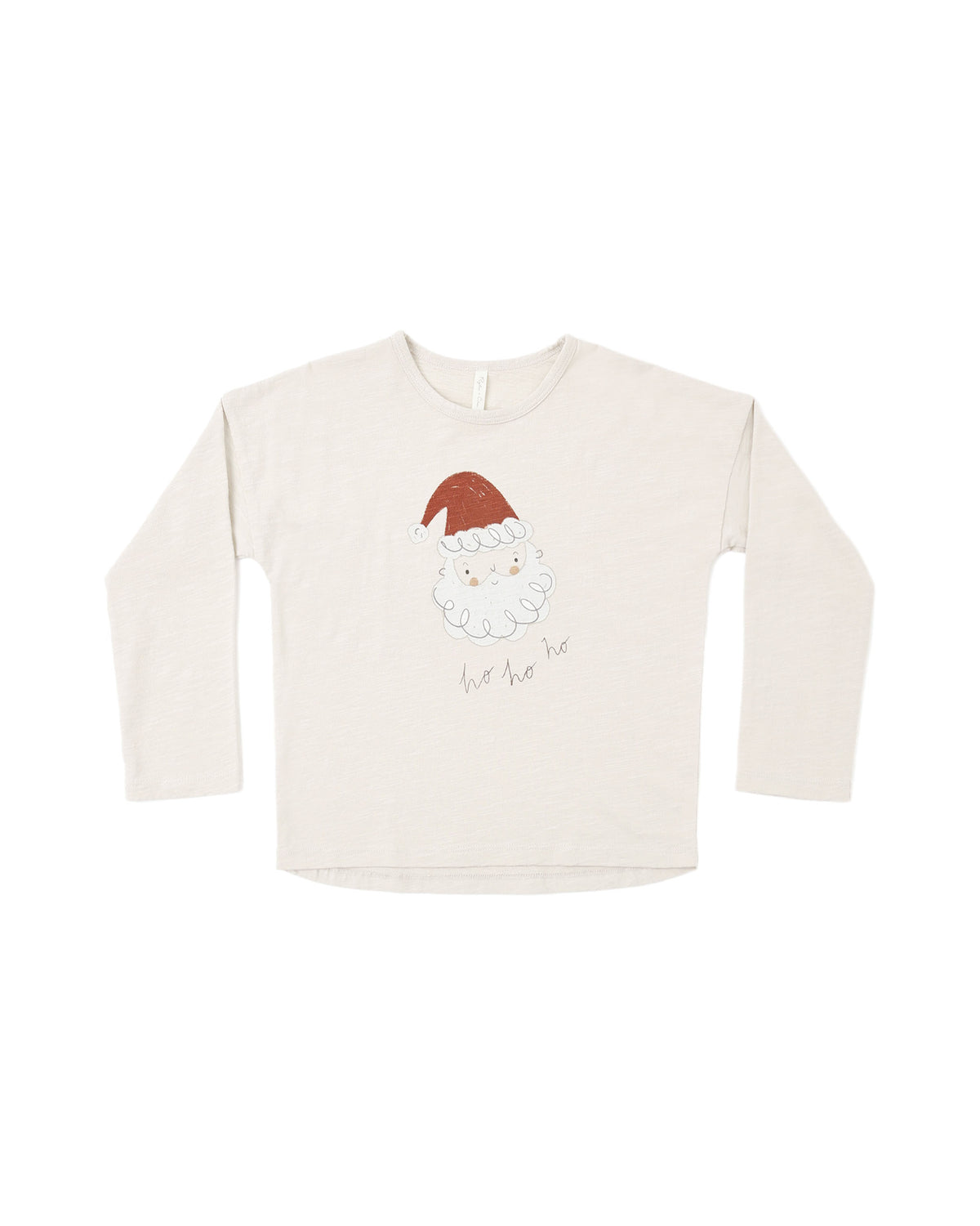 Rylee + Cru Santa long sleeve tee in natural, flat lay front view on white