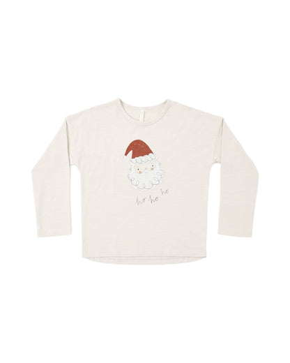 Rylee + Cru Santa long sleeve tee in natural, flat lay front view on white