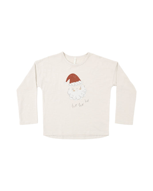 Rylee + Cru Santa long sleeve tee in natural, flat lay front view on white