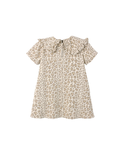 Collared Denim Mini Dress Leopard