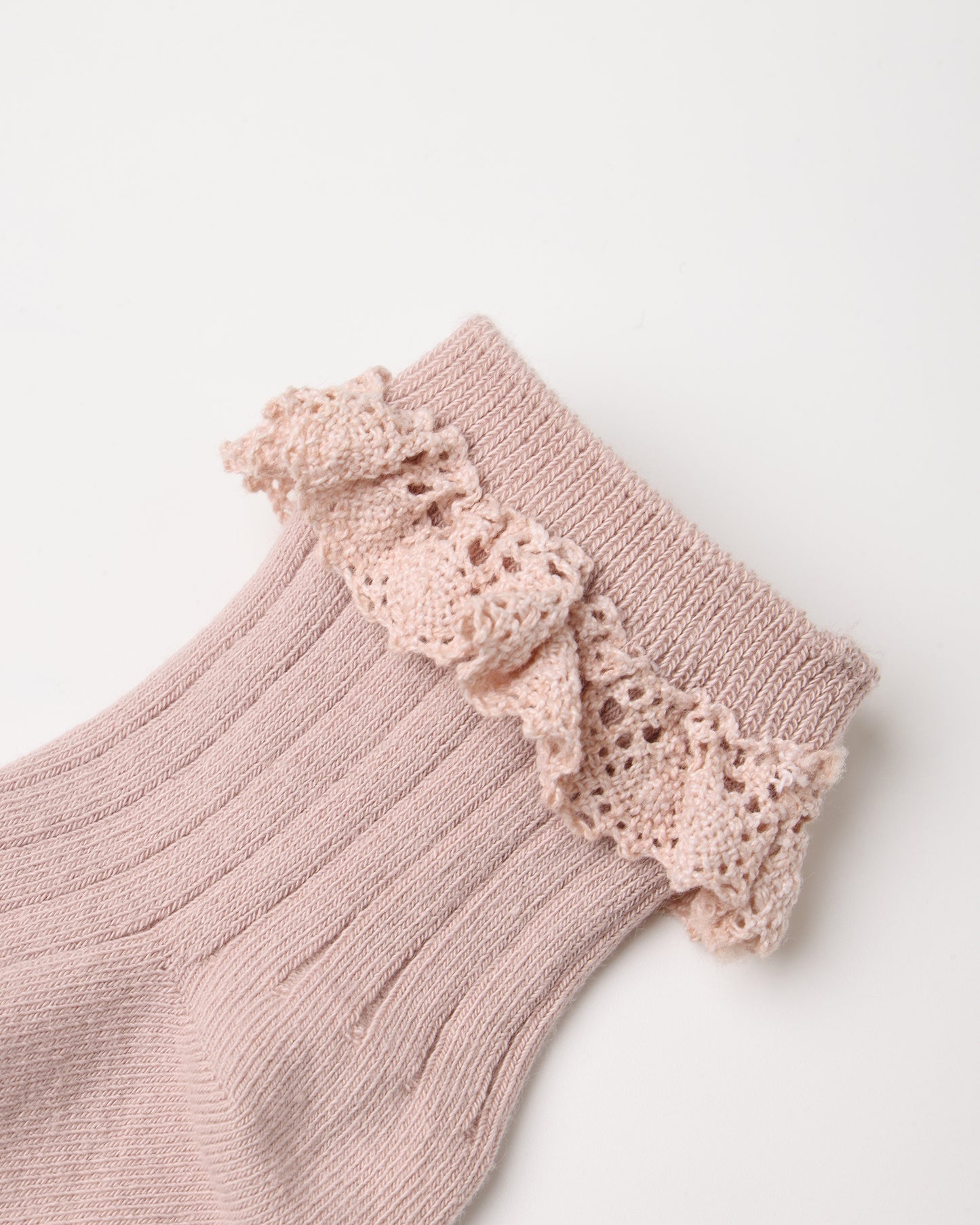 Rosewood + Natural Lace Trim Socks, 2-Pack