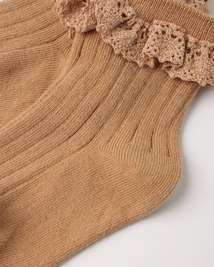 Fawn + Midnight Lace Trim Socks, 2-Pack
