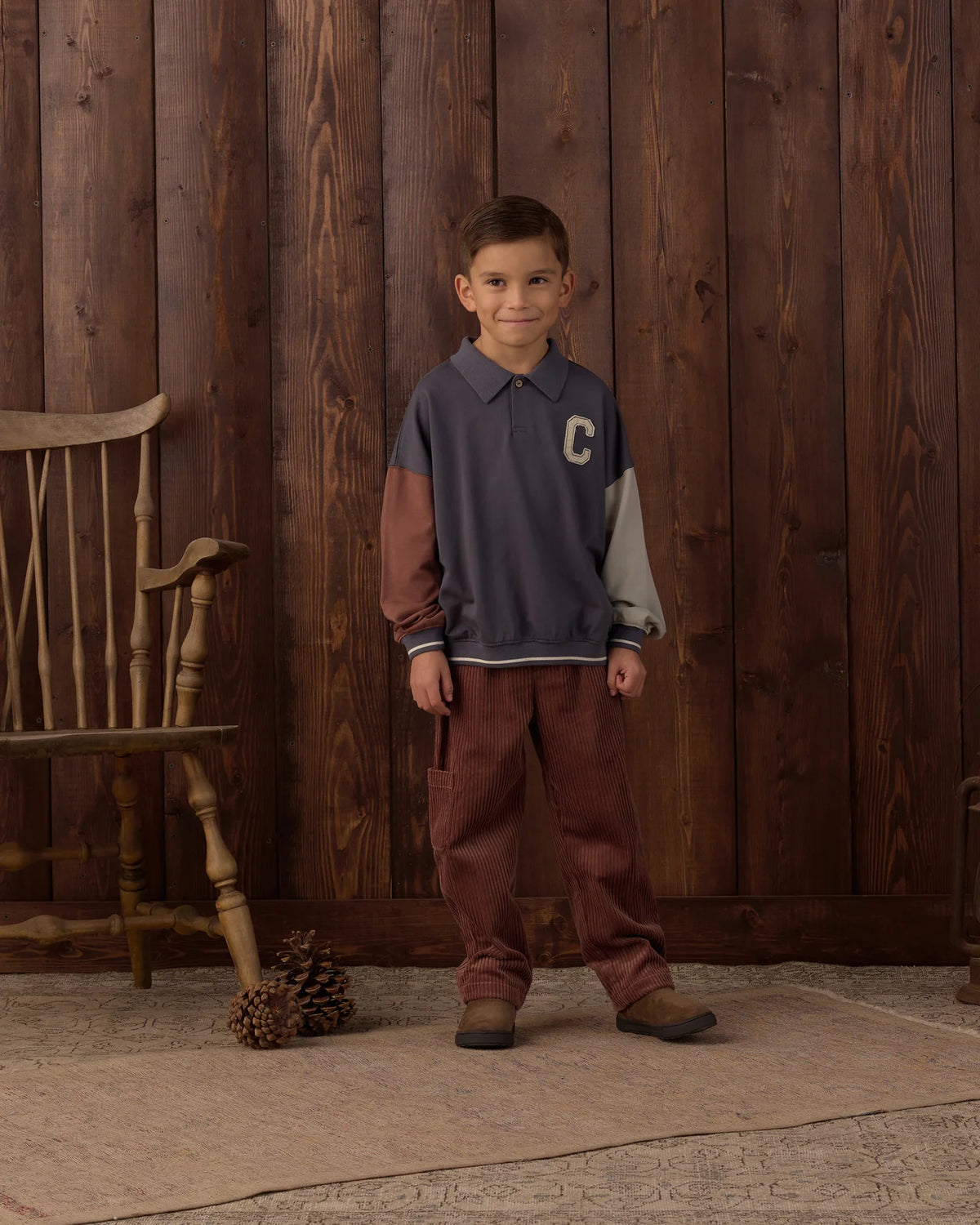Rylee + Cru Relaxed Cargo Pant in mulberry, another view of the relaxed cargo pants
