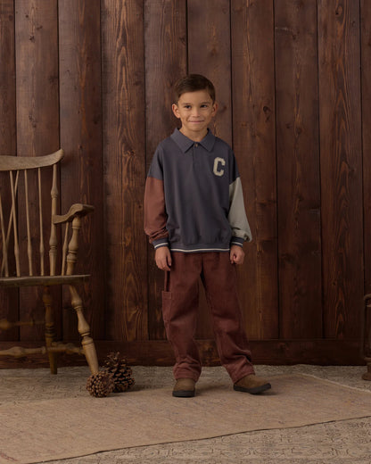 Rylee + Cru Relaxed Cargo Pant in mulberry, another view of the relaxed cargo pants