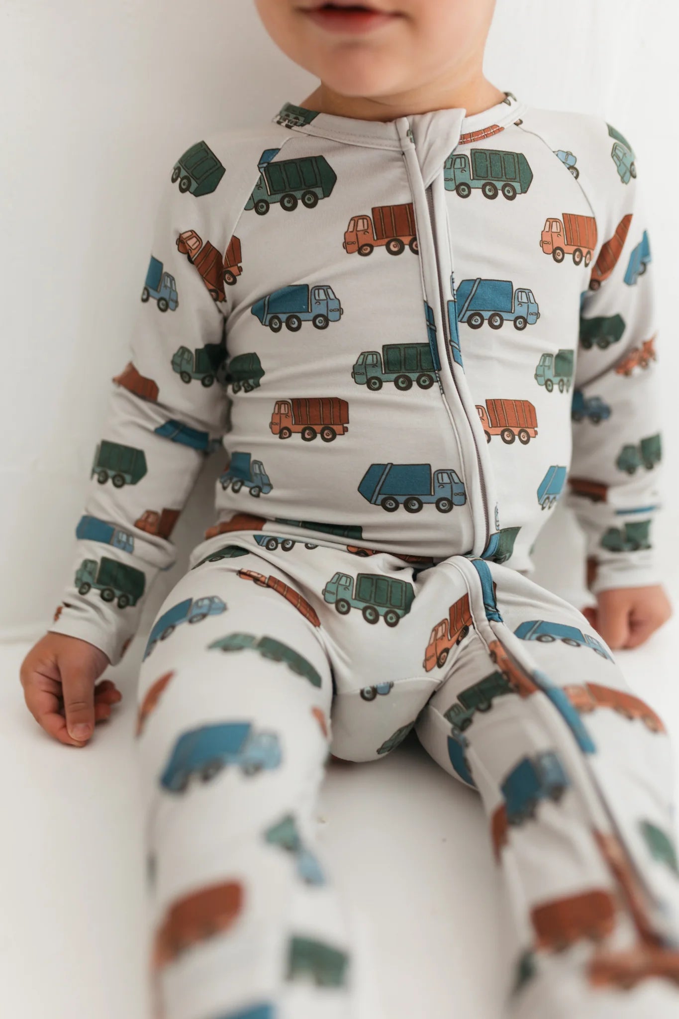Trash Trucks Zipper Romper