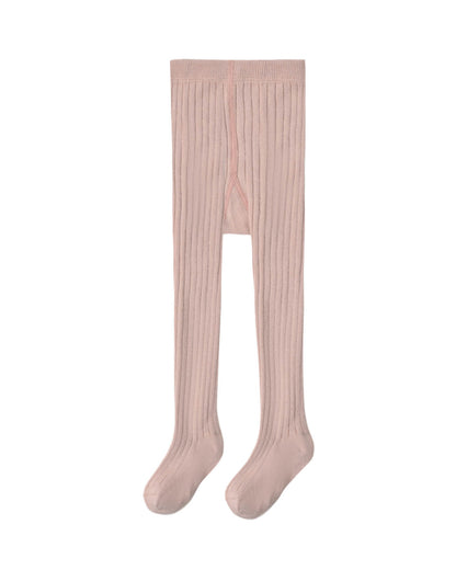 Pink ribbed tights on a white background