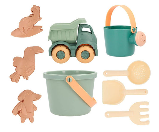 Sea Green Beach Bucket + Toy Set