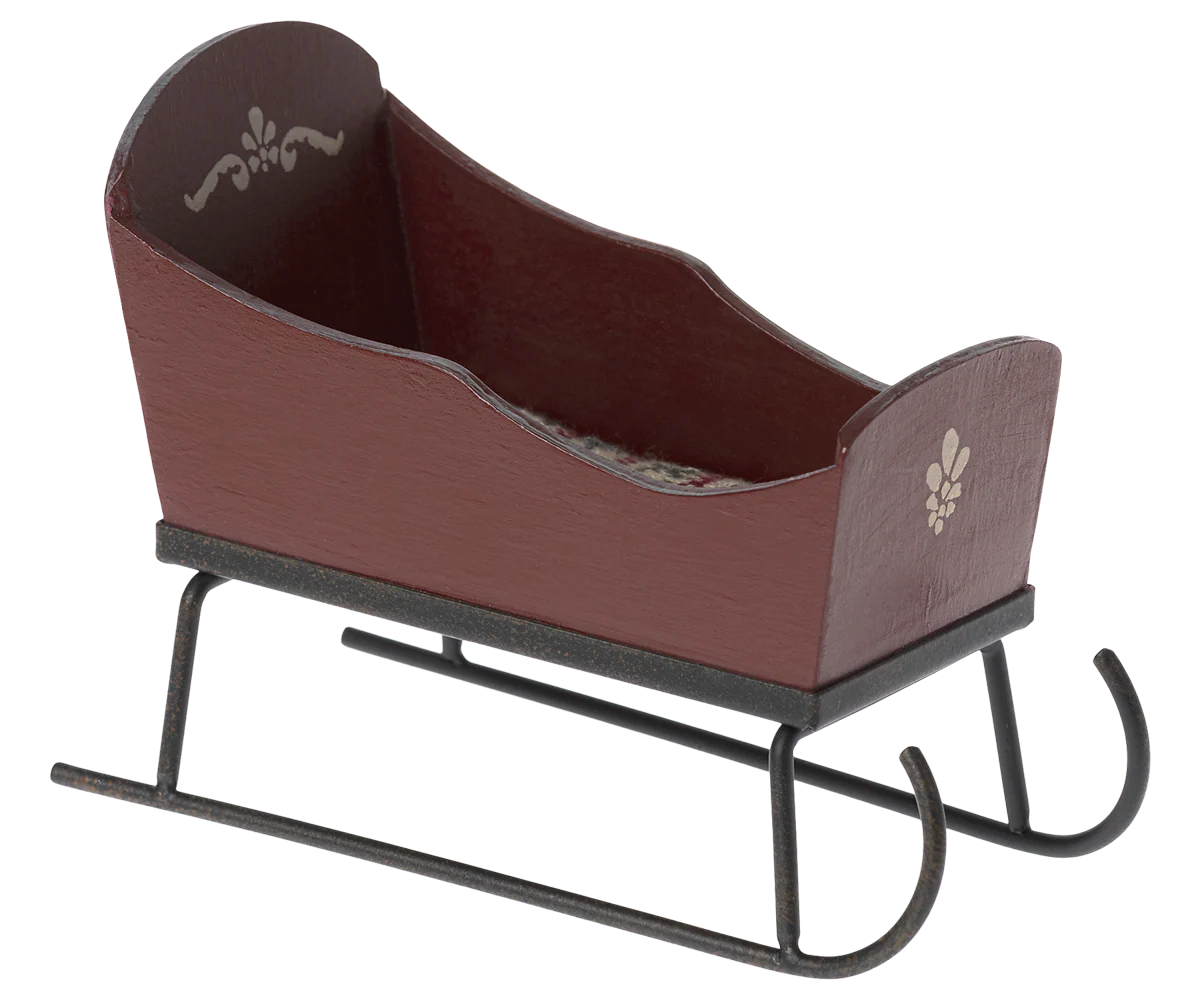 Maileg red wooden sleigh sized for mice