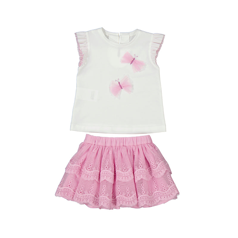 Mauve Tulle Skirt and T-Shirt Set