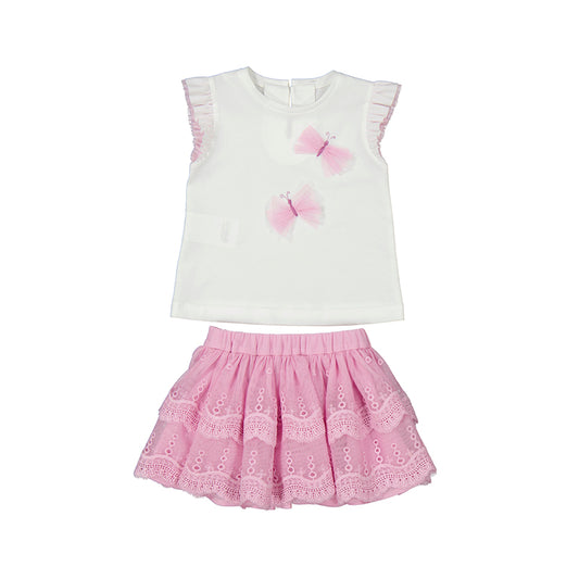 Mauve Tulle Skirt and T-Shirt Set