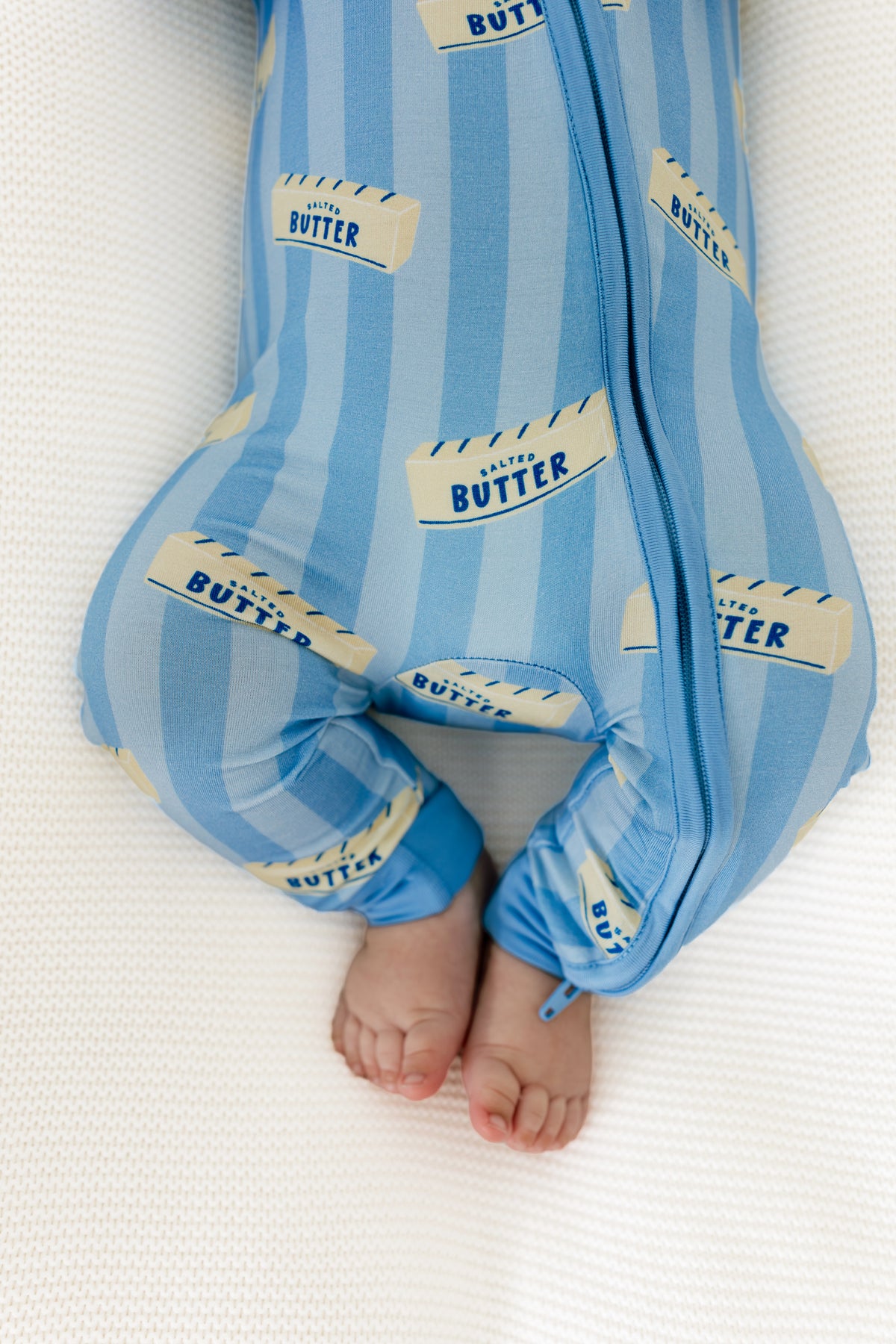 Blue Stripe Butter Zipper Romper - view 3
