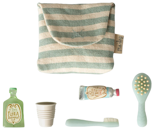Toothbrush set in bag, Mouse - Blue stripe (Available Mid April)