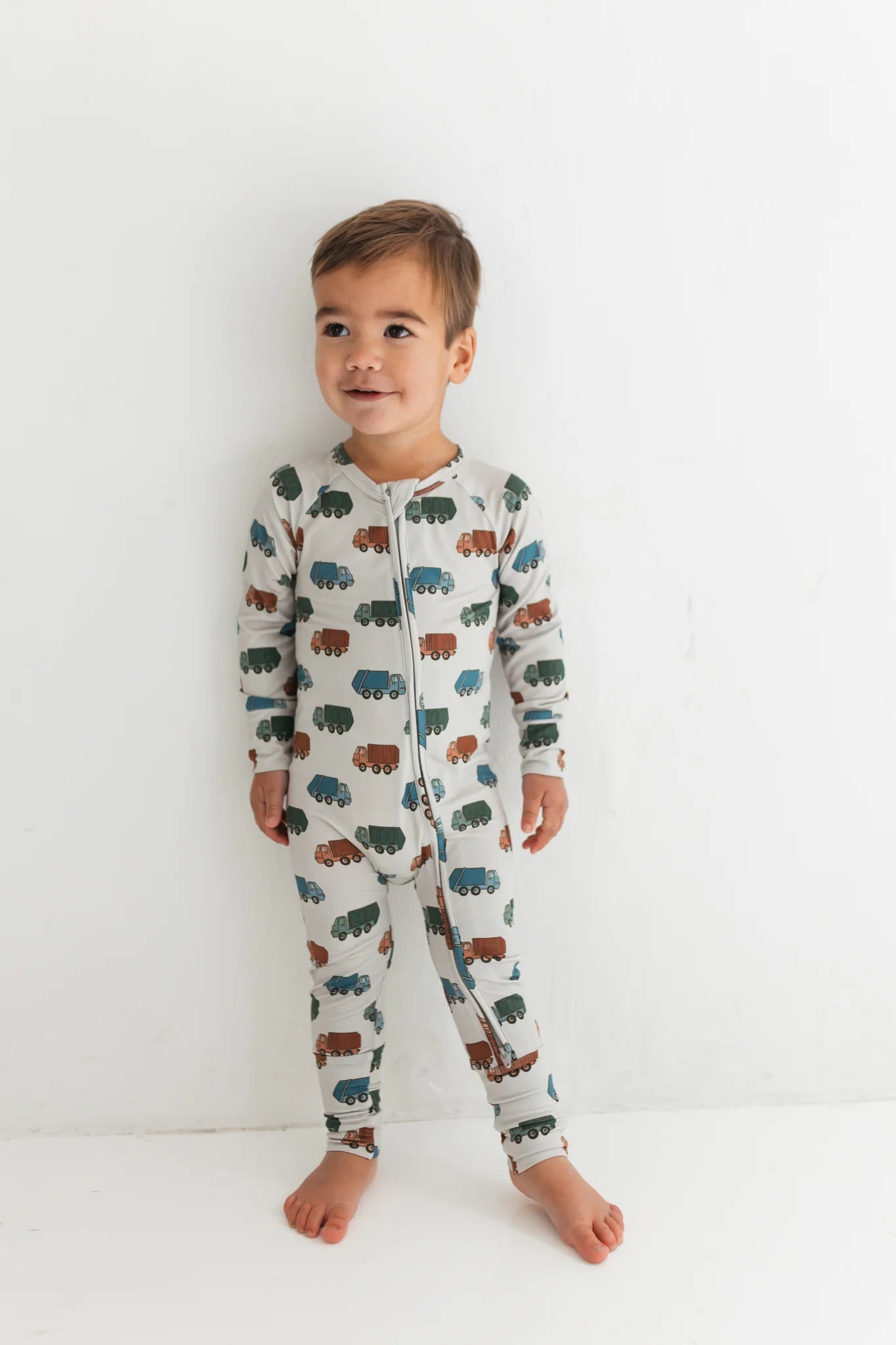 Trash Trucks Zipper Romper