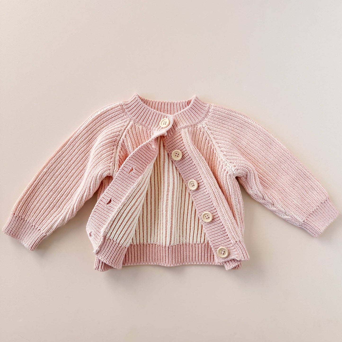 Cotton Brioche Pink Cardigan