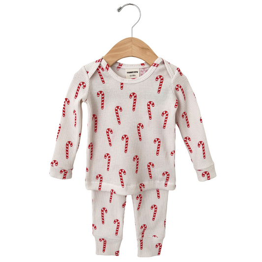 Organic Waffle 2-Piece Set, Candy Cane