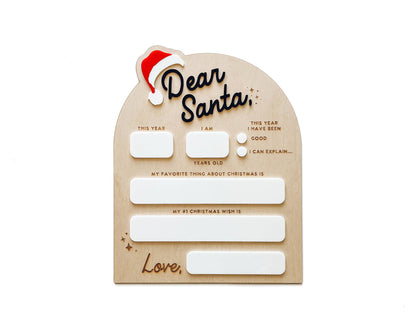 Dear Santa Dry Erase Sign - white board, view 2