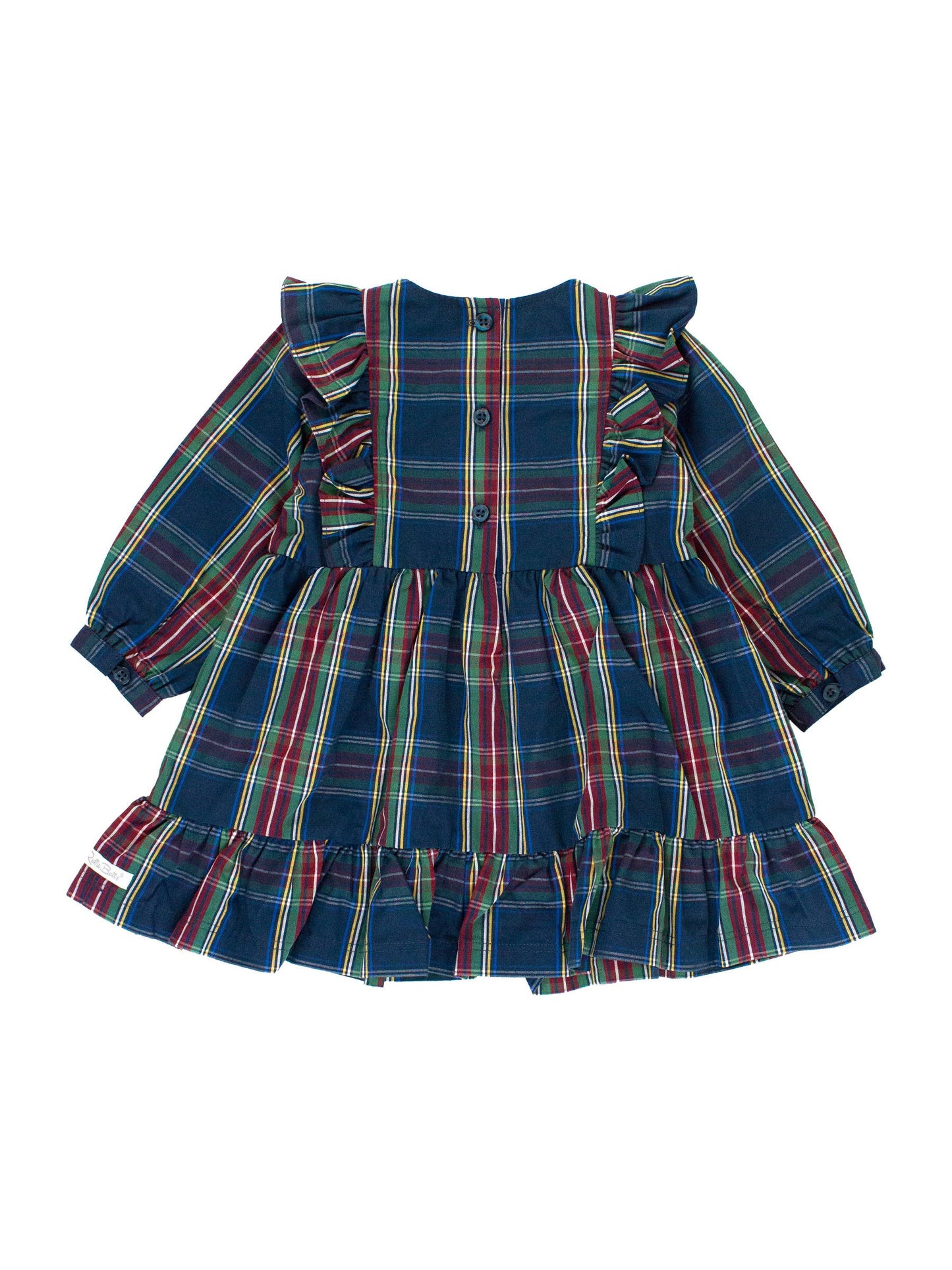 Girls Winter Nights Plaid Ruffle Bow Dress