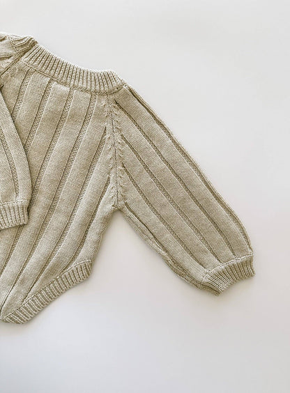 Wide Ribbed Knit Onesie ‘Biscotti’