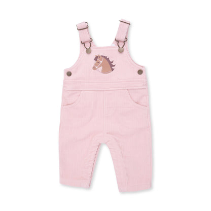 Veiled Pink Corduroy - Uni Old School Overall with Horse Applique