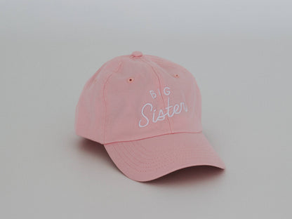 Big Sister Pink Twill Hat • Modern Girls Cap for New Sisters