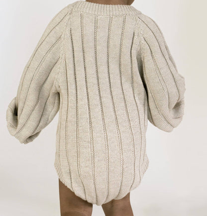 Wide Ribbed Knit Onesie ‘Biscotti’