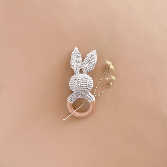 Grey Bunny | Cotton Crochet Rattle Teether