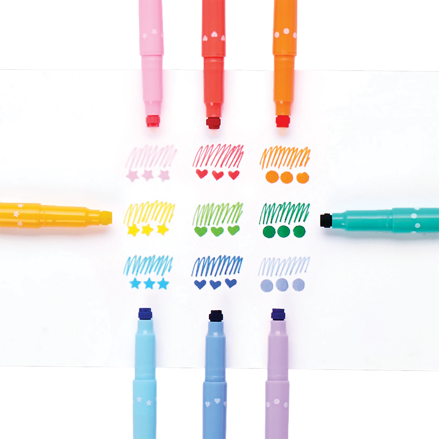 Confetti Stamp Double-Ended Markers - Stamp & Fine Tip - Set of 9