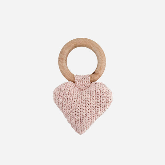 Cotton Crochet Rattle Teether Heart Baby Toy