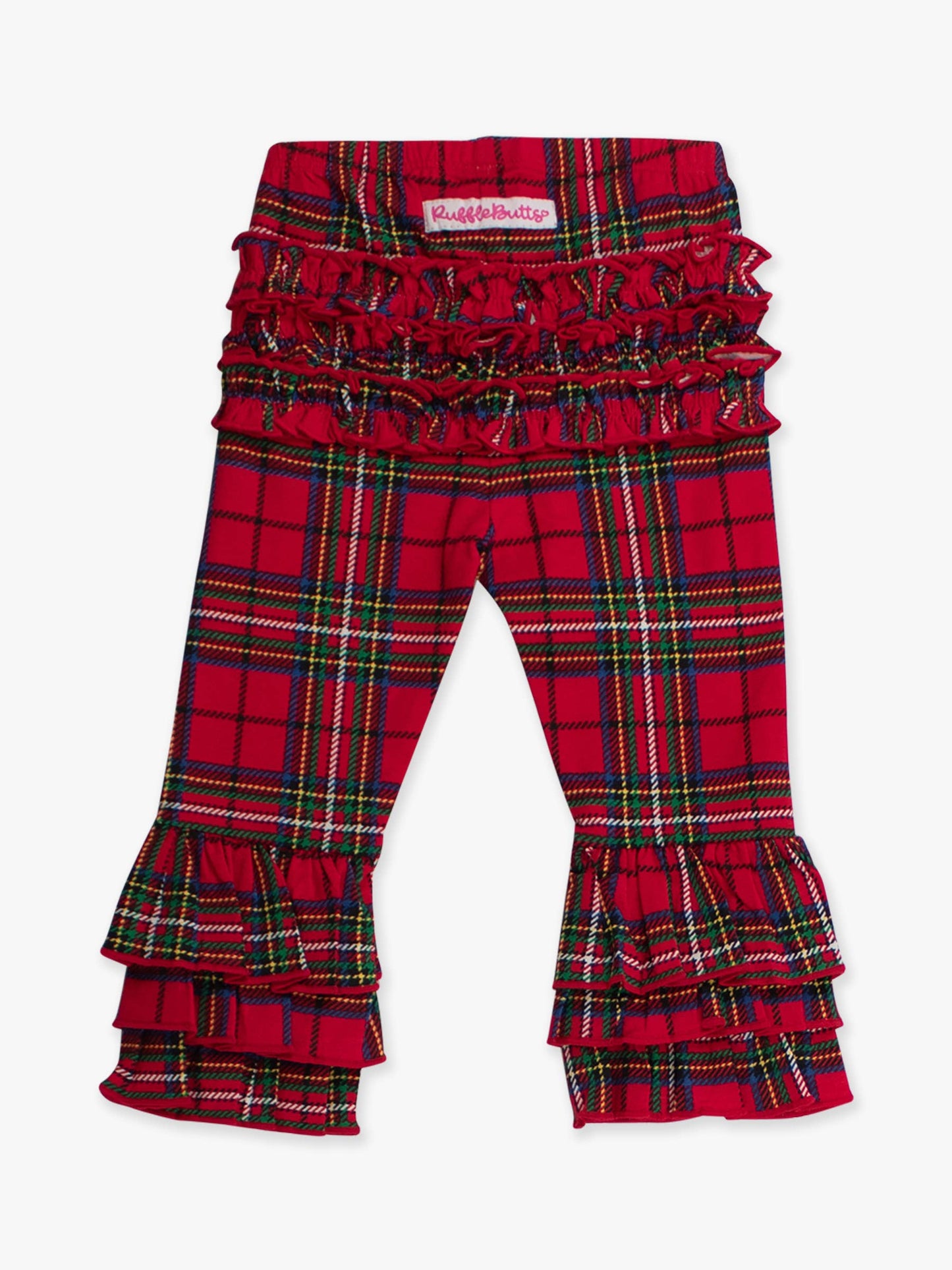 Baby Girls Red Nicholas Plaid Ruffle Flare Pants