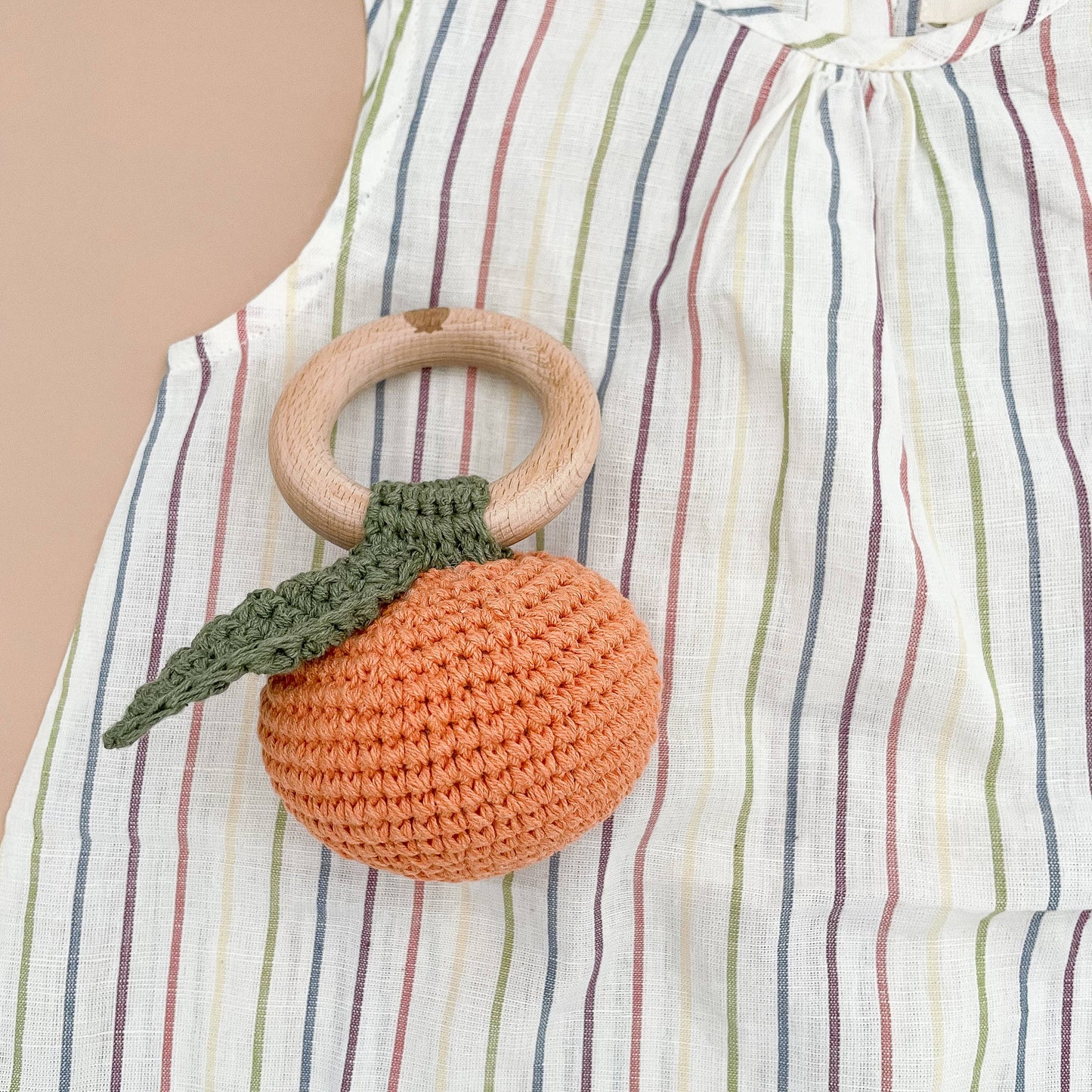 Cotton Crochet Orange Rattle Teether