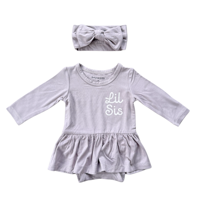 Lil Sis Bodysuit Dress + Headband Set