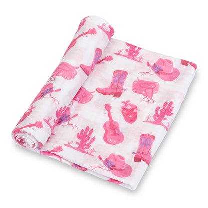 Let's Go Girls Baby Muslin Swaddle Blanket