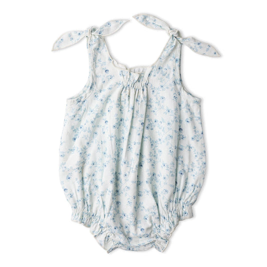 Organic  Tie Shoulder Bubble Romper - Ivy Floral