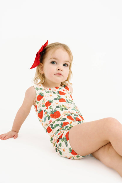 Vintage Strawberry Athletic Romper