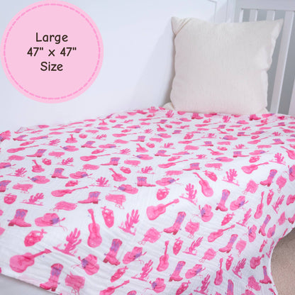 Let's Go Girls Baby Muslin Swaddle Blanket