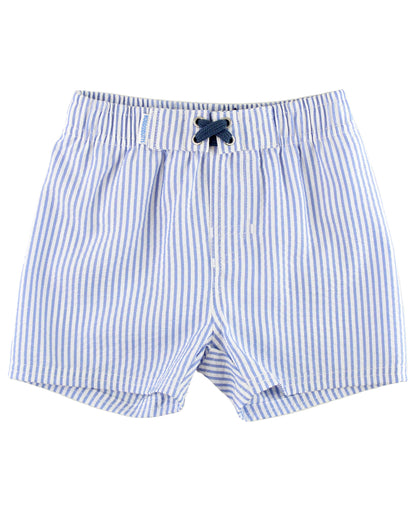 Periwinkle Blue Seersucker Swim Trunks