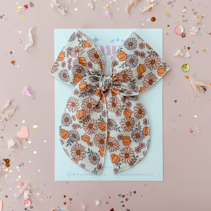 Pumpkin Floral hair bow