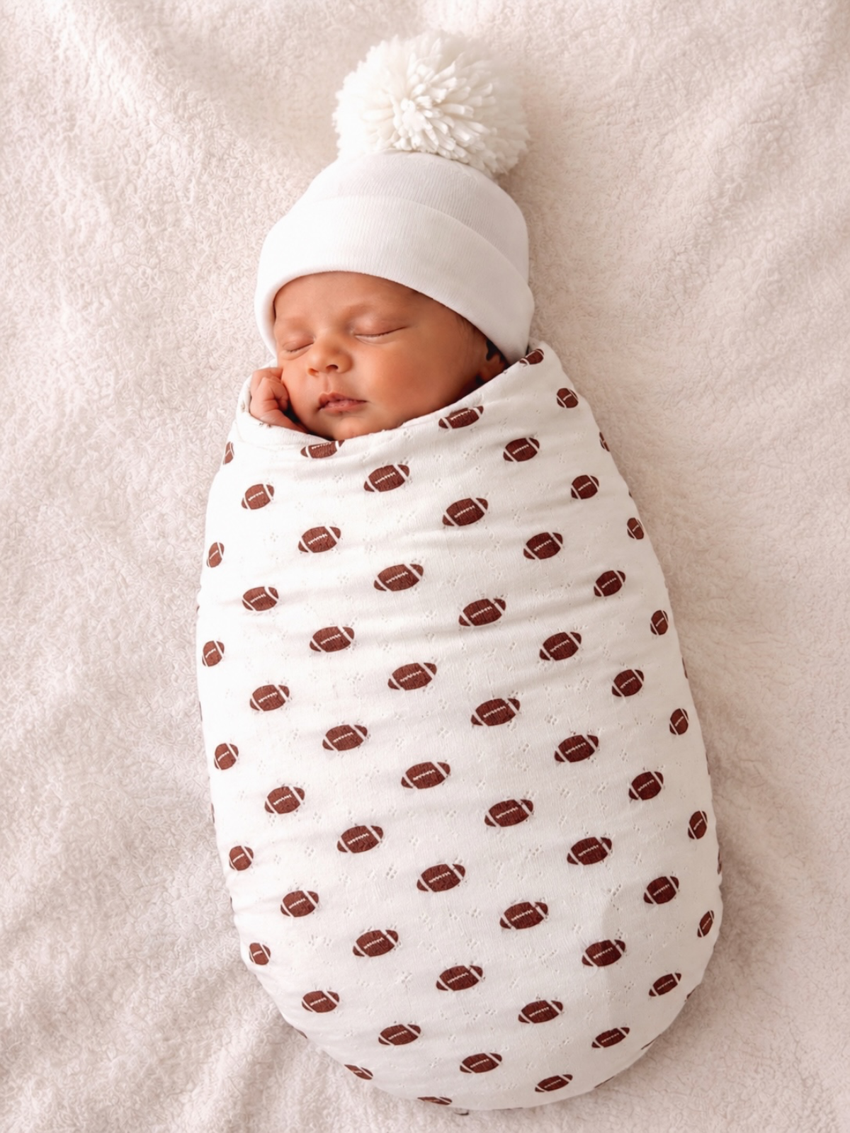 Football / Organic Pointelle Swaddle Blanket