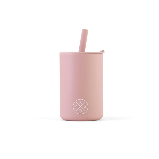 Back to School Silicone Drinking Cup with Straw - Lilac