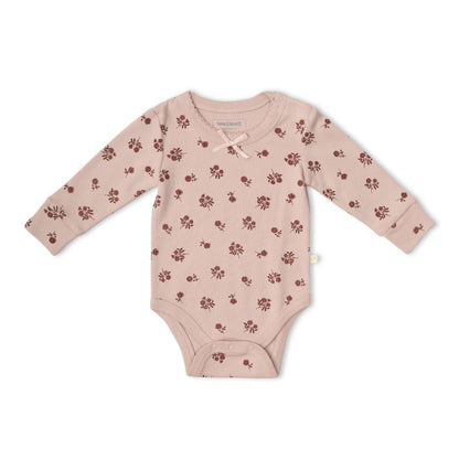 Organic Bodysuit & Foldover Pants Set - Rosebud