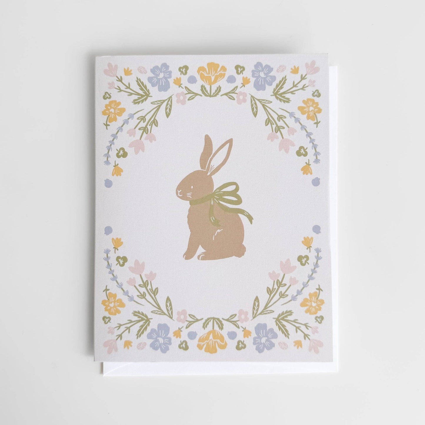 Greeting Card Pastel Floral Bunny Baby Congrats