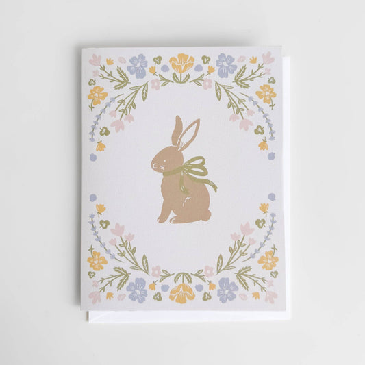 Greeting Card Pastel Floral Bunny Baby Congrats
