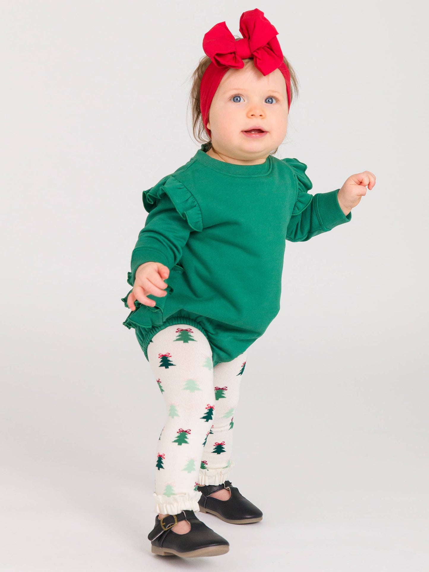 Spruced Up Christmas Tree Footless Ruffle Tights