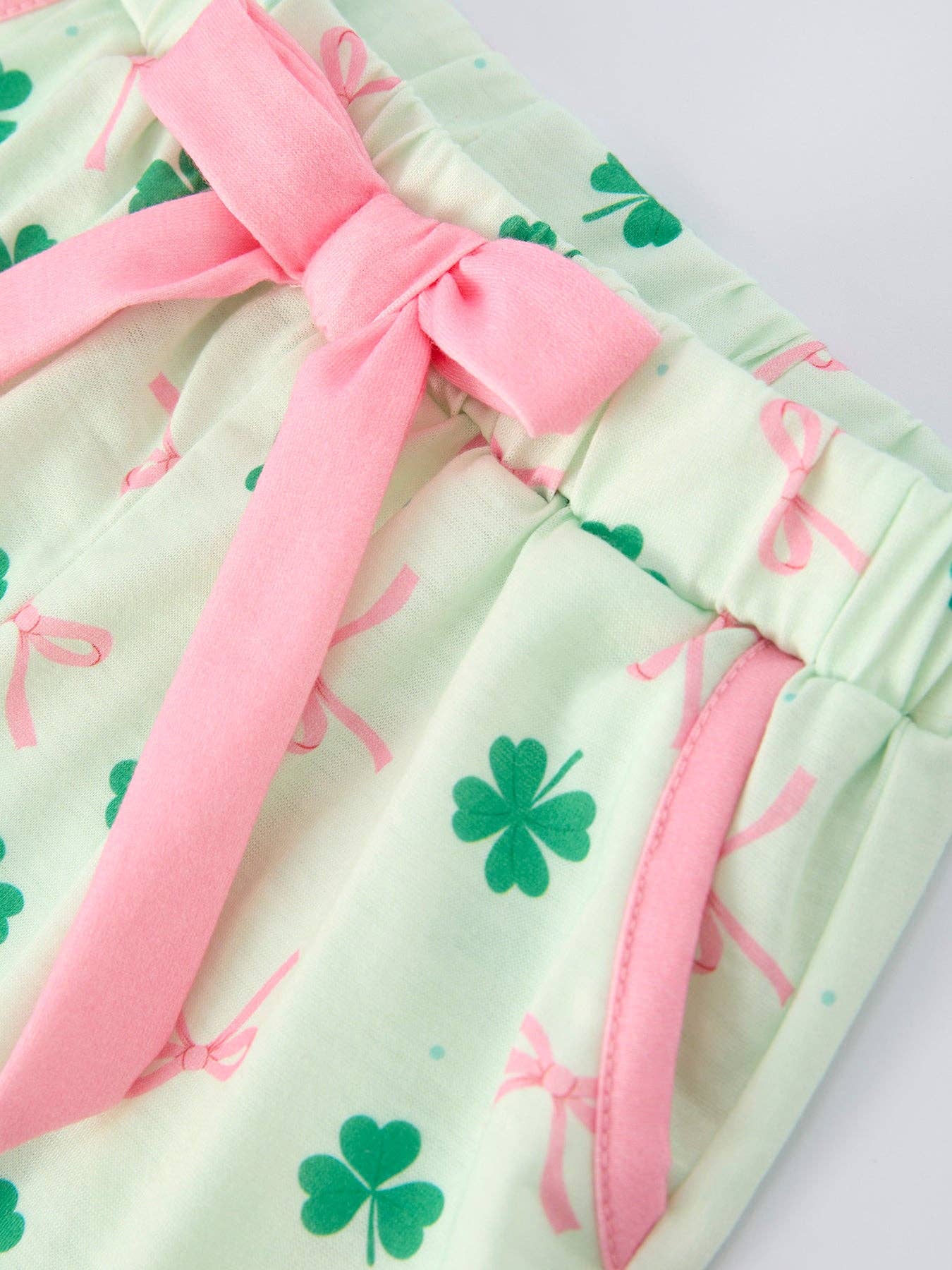St. Patrick's Day Bow Shamrock Ruffles Pajama Set