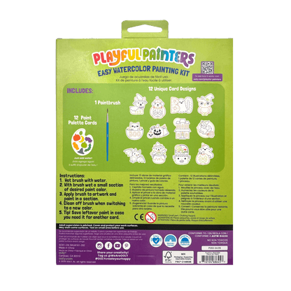 Back of the Playful Painters Trick or Treat kit box showing what is included and the age guidance