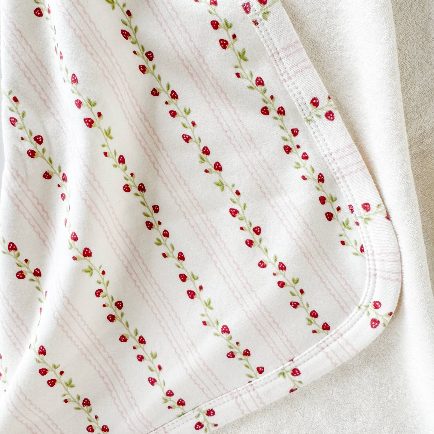 Strawberry Stripe Organic Cotton Hooded Baby Towel